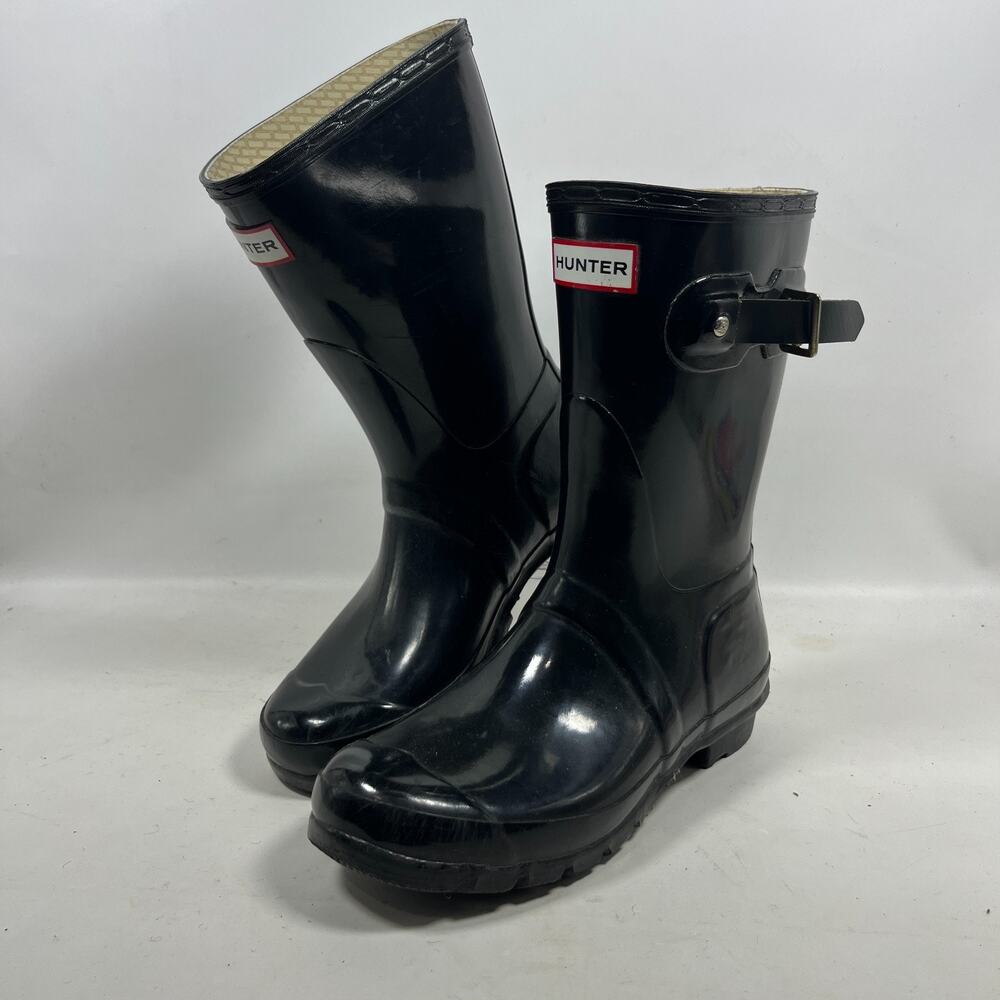 HUNTER Boots Adult M6 F7 Original Gloss Short Rainboots Military W23700 Black